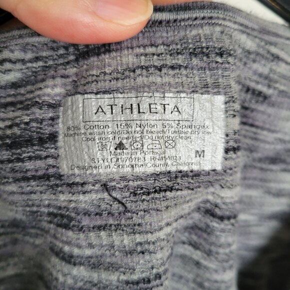 Athleta Ruched Heather Gray Fastest Track Racerback Workout Tank Top Sz Medium - Picture 8 of 9